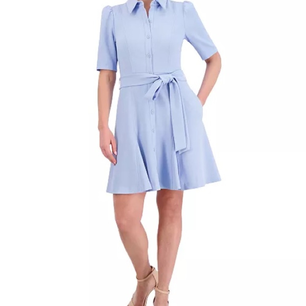 Eliza J Charming Charlie Light Blue Button-Up Dress